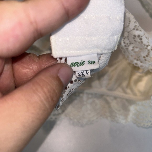 Lot Of 2 Aerie Lace Halter Neck Eyelet Bralette Sz: Small No Padding Black White - Picture 4 of 7